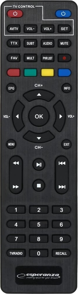 Resiver me telekomandë Esperanza EV106P, DVB-T2, i zi