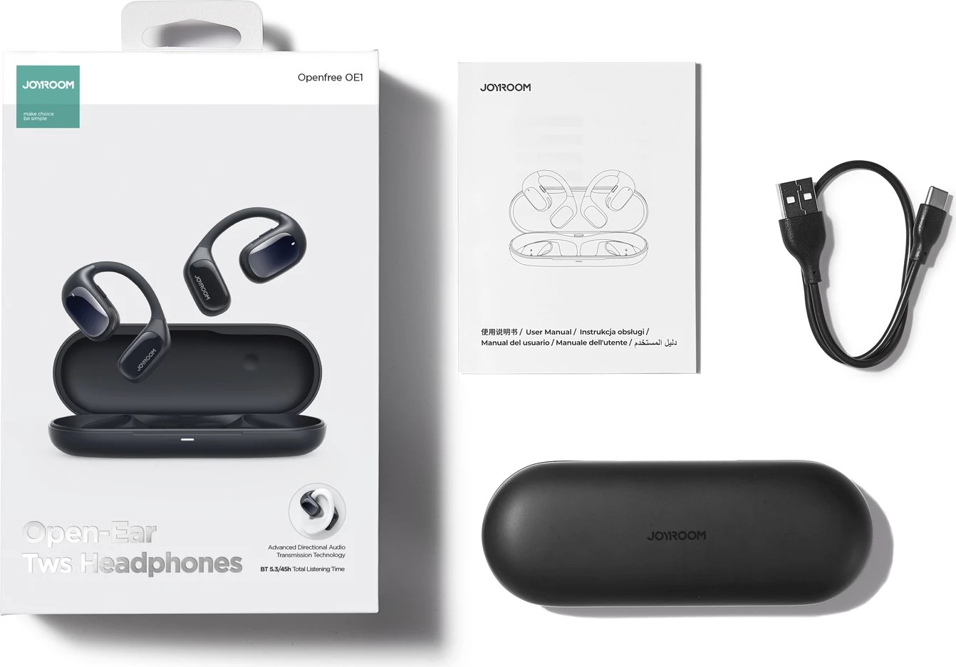 Kufje wireless Joyroom Openfree JR-OE1, on-ear, Bluetooth 5.3, 100 mAh, kaltër e errët