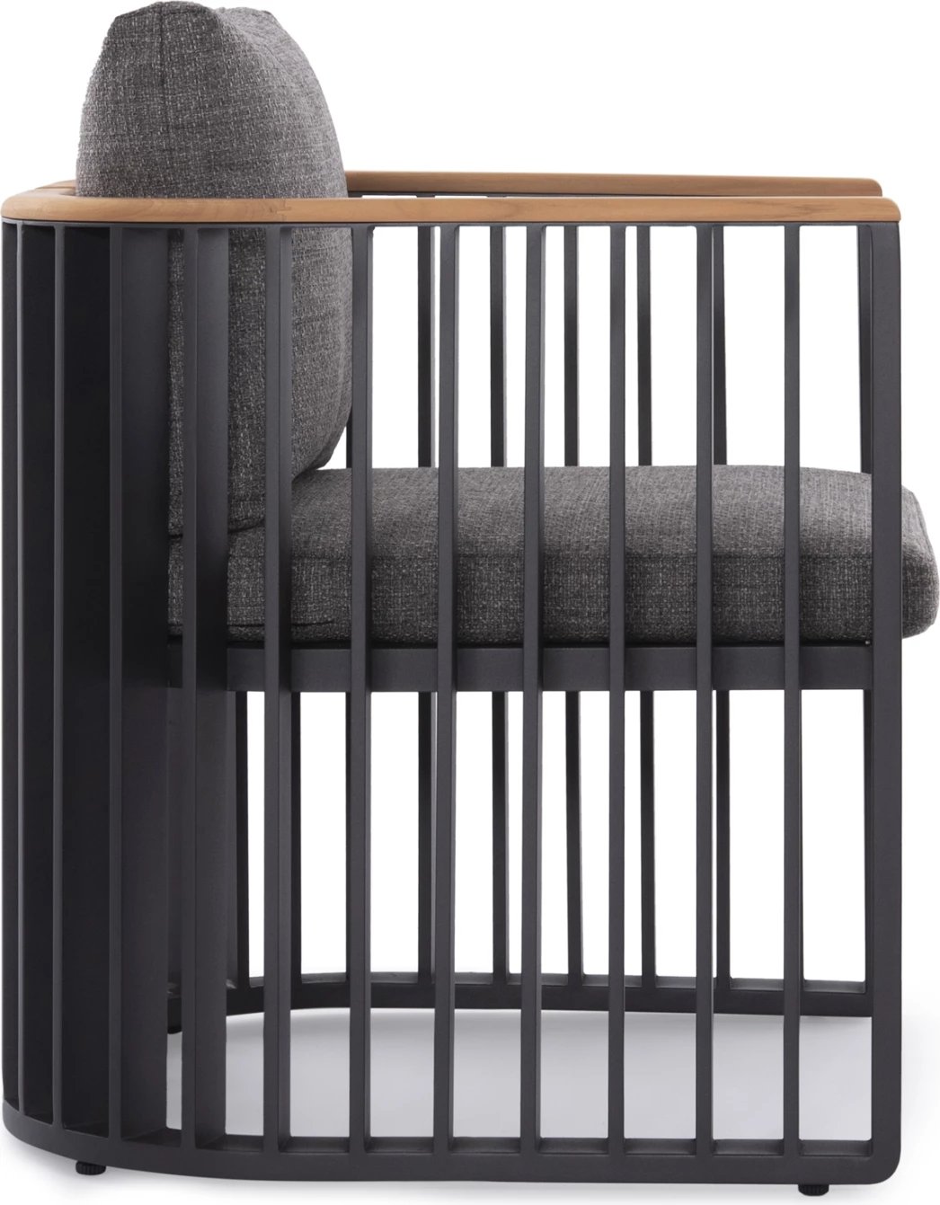 Karrige ngrënieje alumini Eternity, ngjyrë antracit, jastëkë gri, 64x65x68.5-82cm