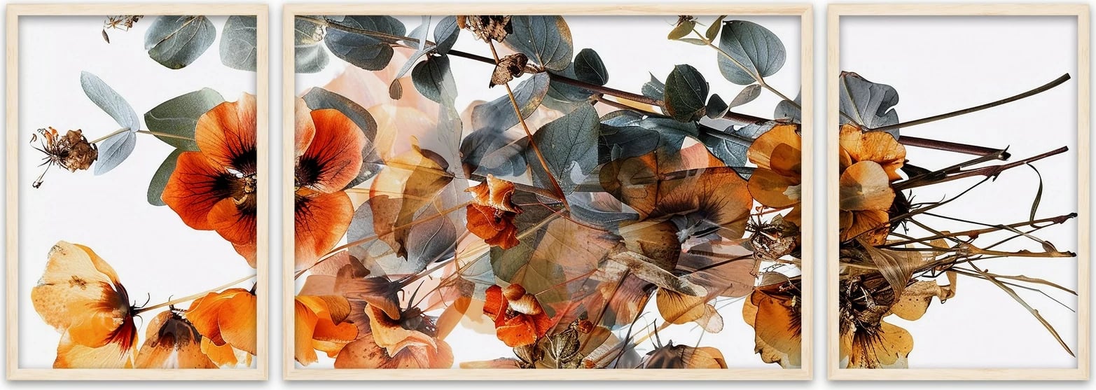 Pikturë dekorative me kornizë, 3 pjesë, Wallity, Huhu307, 50x140
