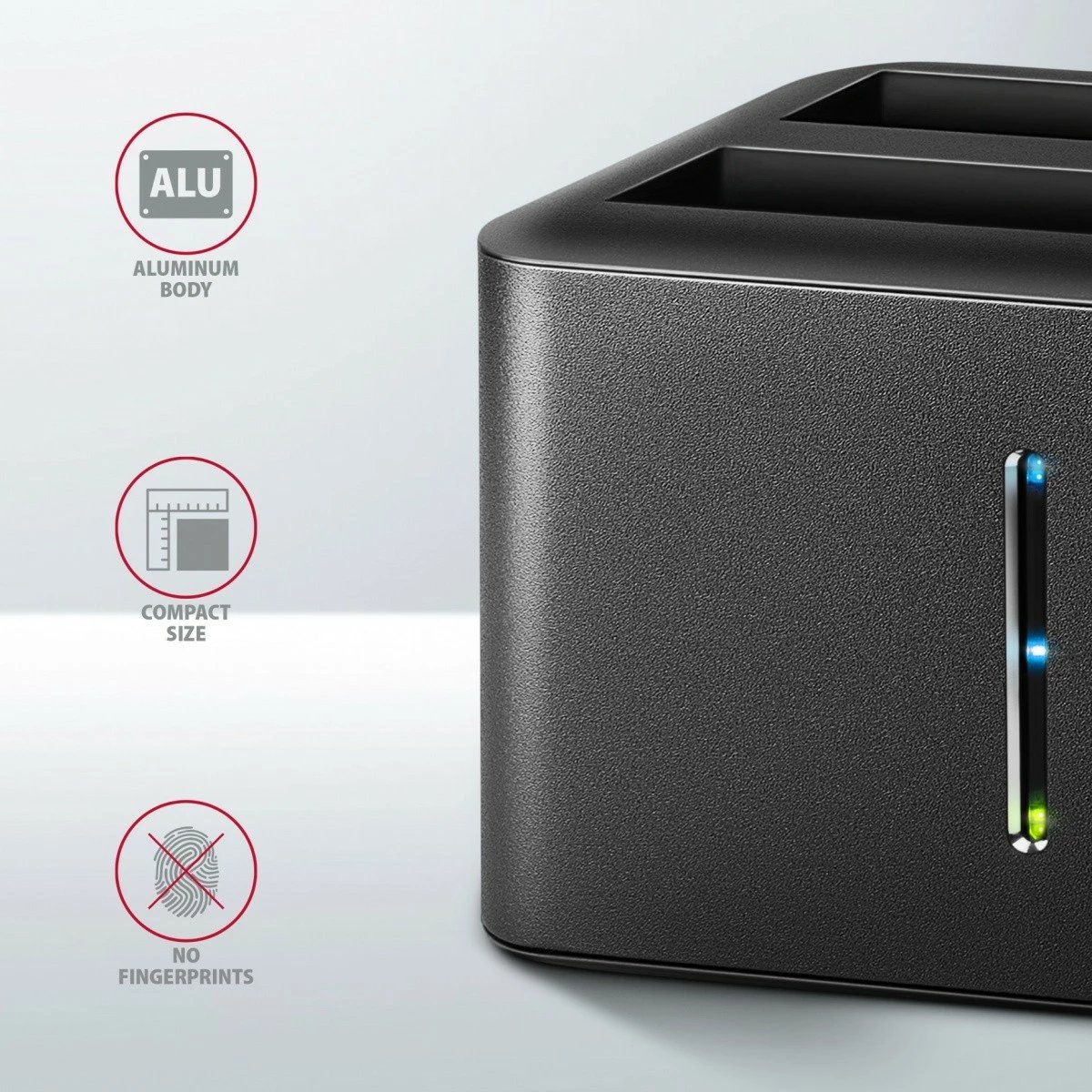 Kasë AXAGON ADSA-D25 MINI USB 3.2 Gen 1 për 2x SSD/HDD 2.5", e zezë