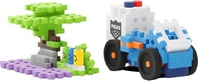 Set lodrash ndërtimi Marioinex Mini Waffle City, 280 pjesë, Stacion policie me figurina dhe automjete
