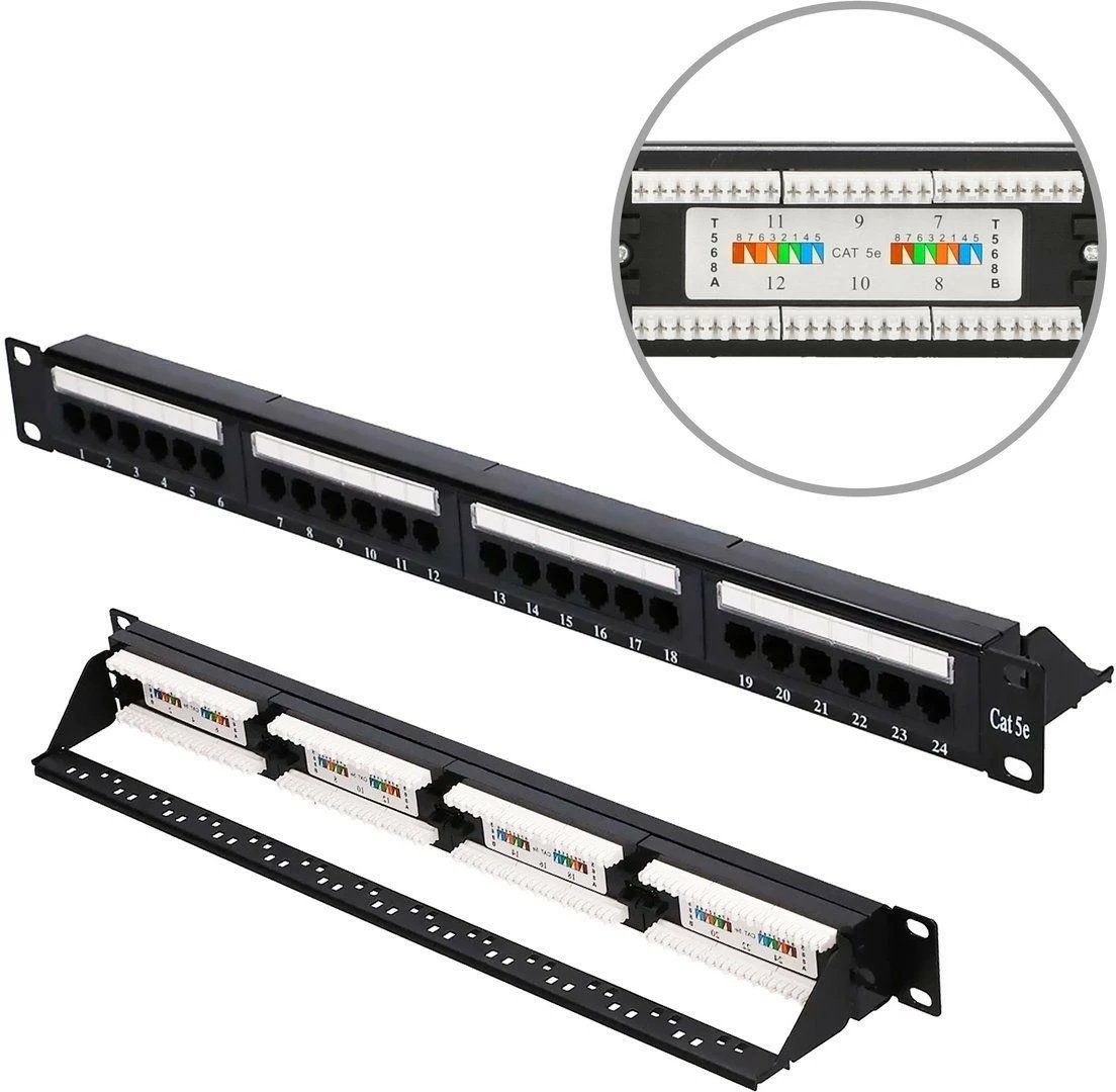 Patch panel Extralink EX.9809, CAT 5e, 24 porta, 1U, i zi