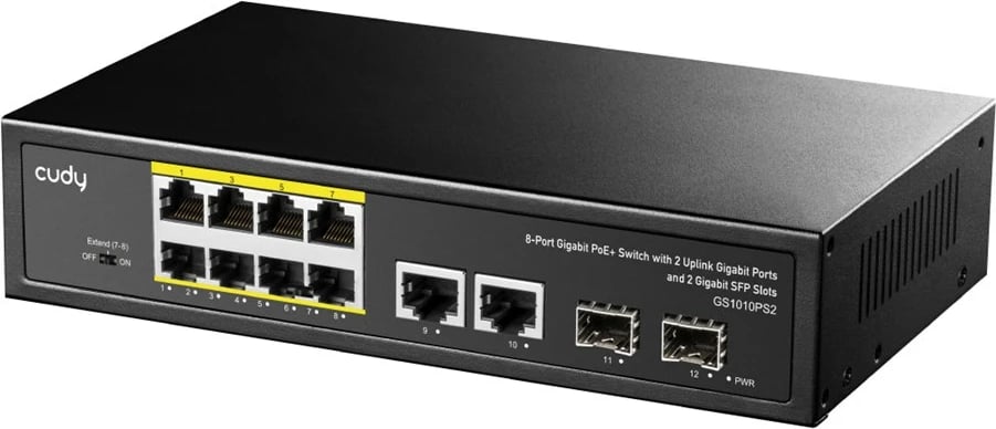 Switch Cudy GS1010PS2, 10 porta Gigabit, 8 PoE, 2 SFP, i zi