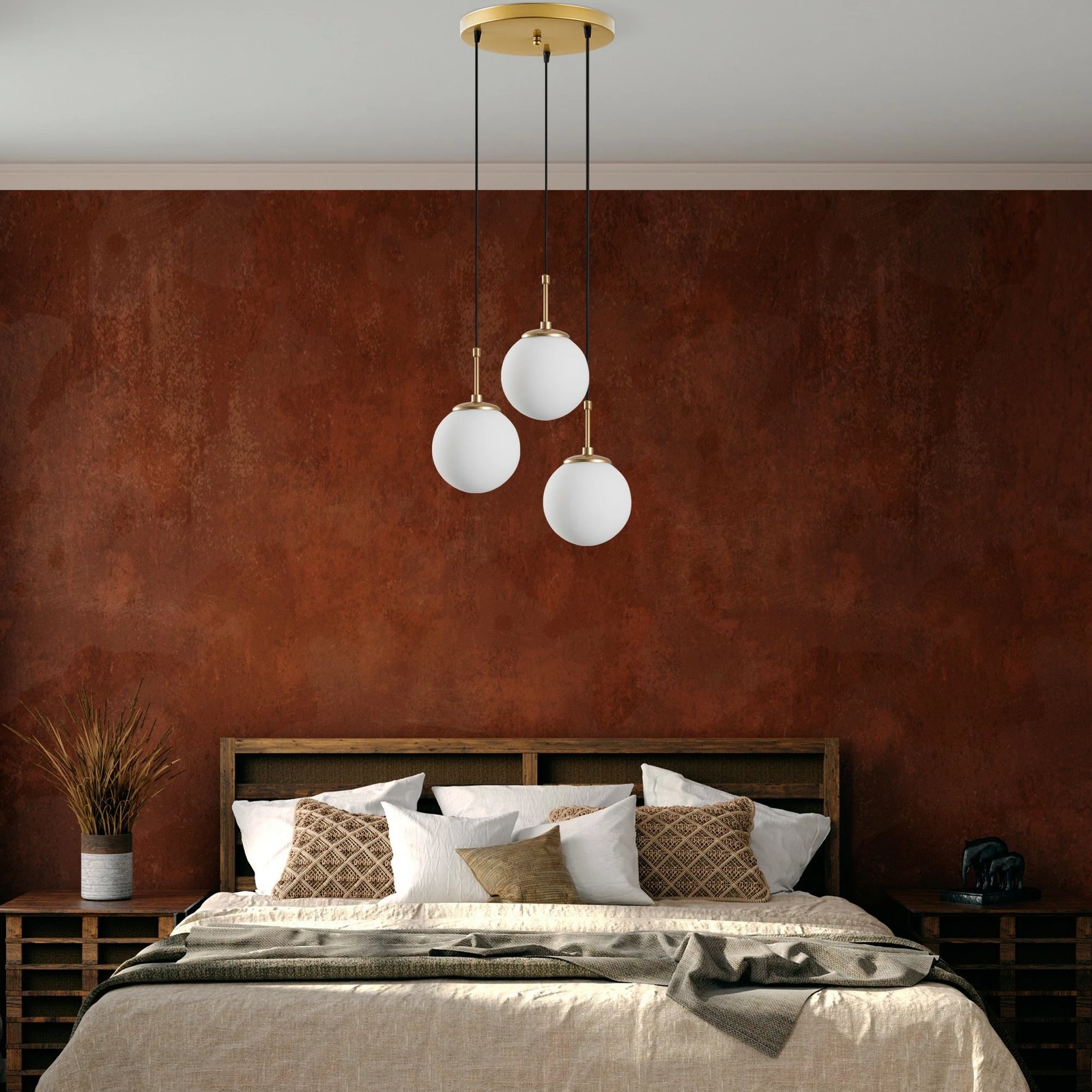 Llambë tavani Opviq Orbital, ngjyrë ari, 3 sfera, 45x45x120cm