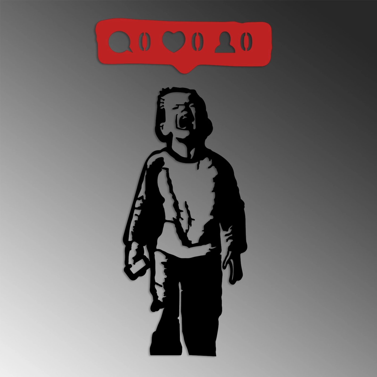 Aksesor dekorativ metalik për mur, Wallity, Banksy Metal 05