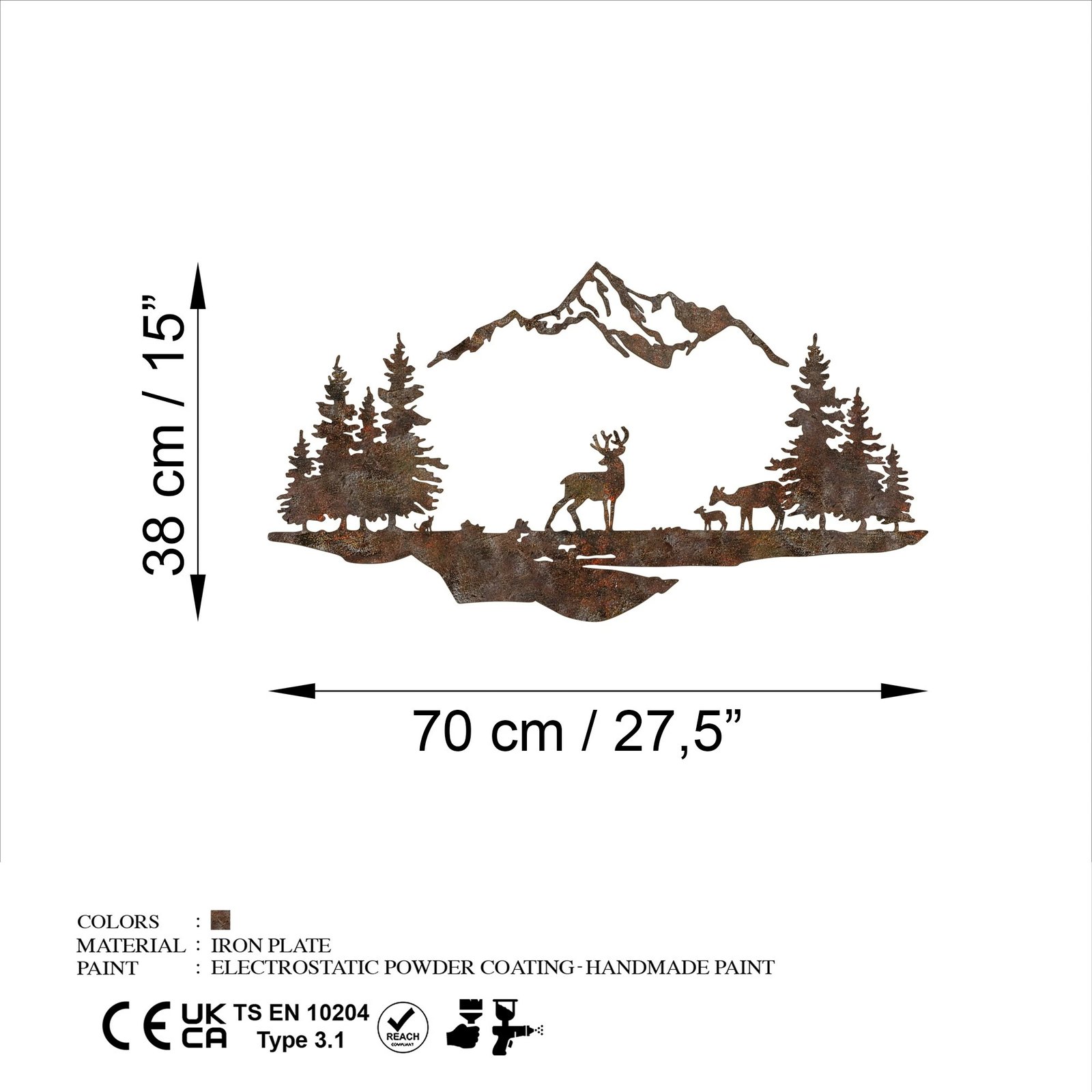 Aksesor dekorativ metalik për mur, peizazh me ngjyrë të vjetër, Wallity, Rusty Landscape 1