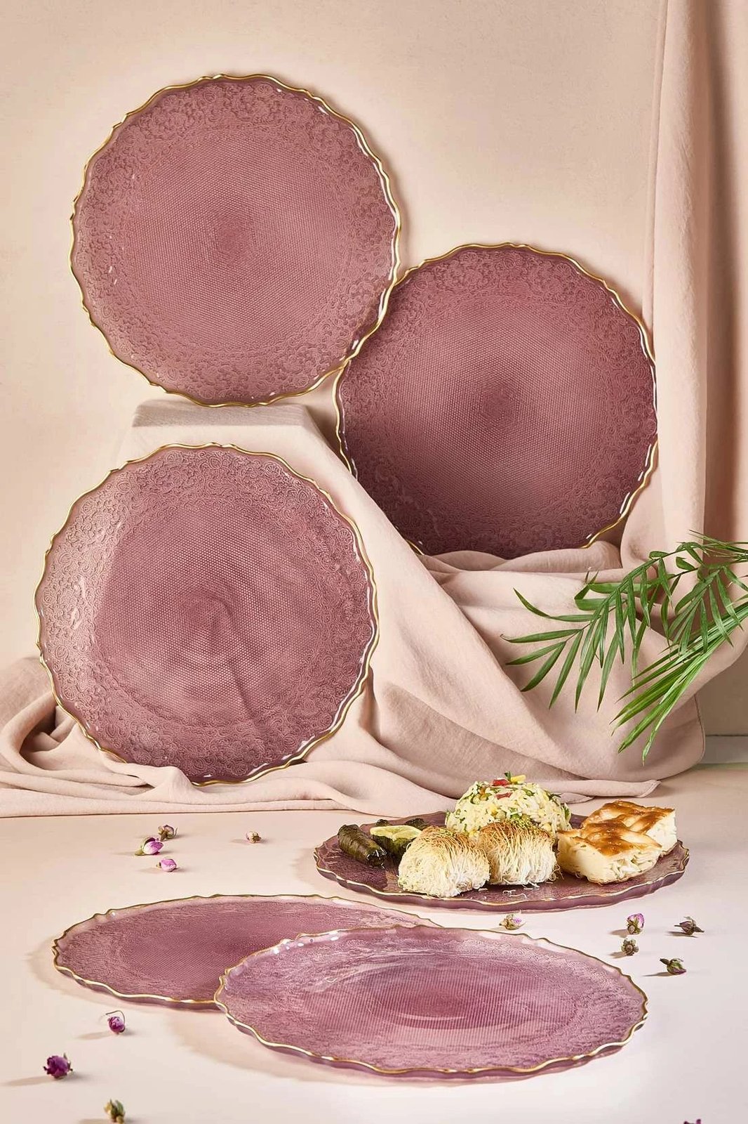 Set pjatash xhami, ngjyrë kumbulle, 6 copë, Hermia Concept, Goblen6