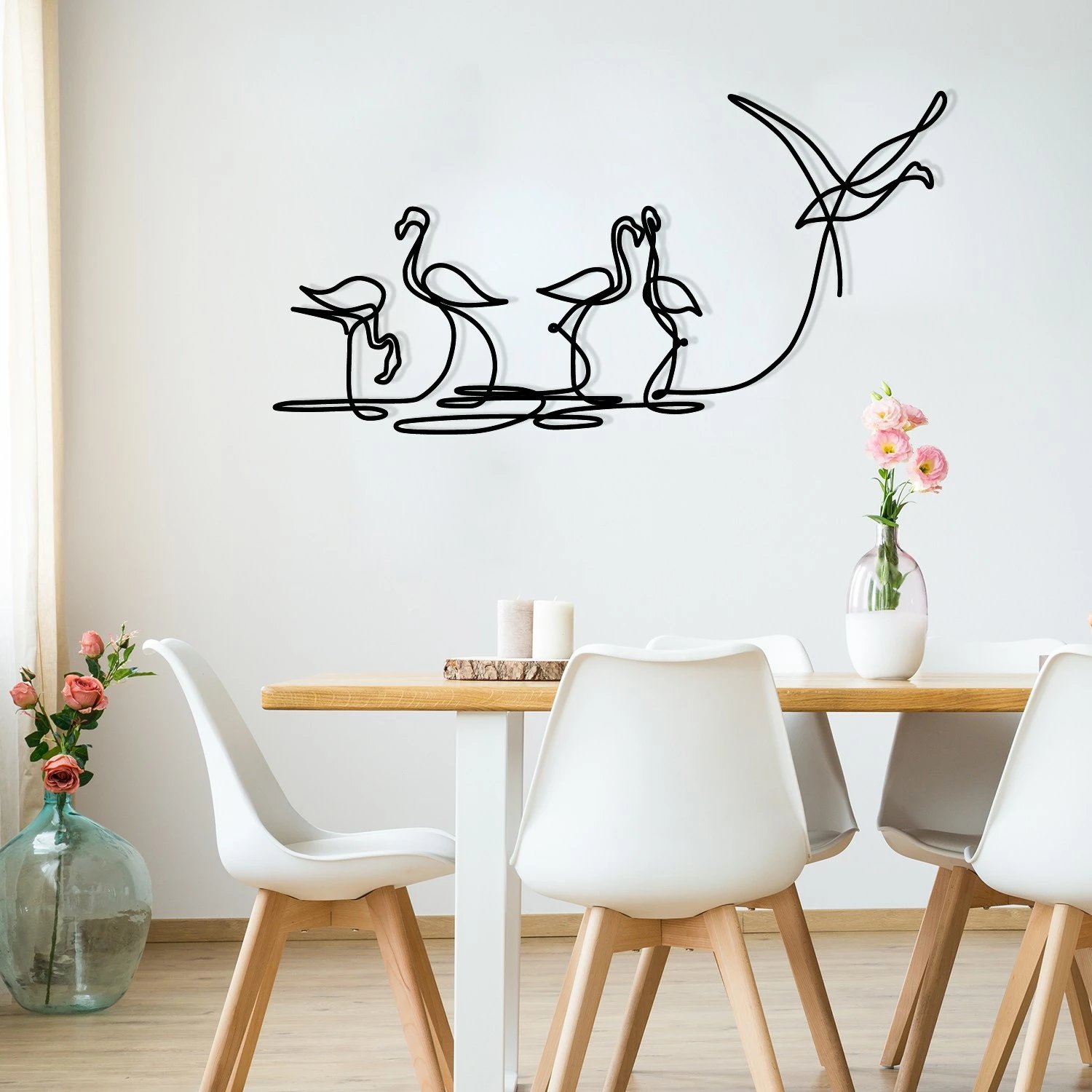 Aksesor dekorativ metalik për mur, flamingo, Wallity 316 M, ngjyrë e zezë, 115x58.5cm
