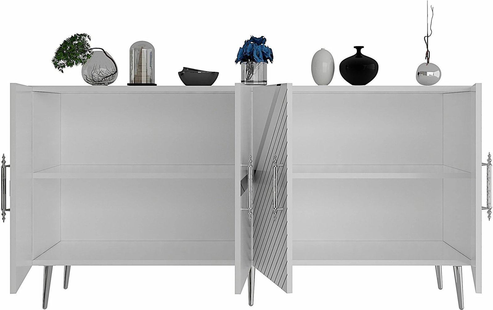 Konsol Skye Decor, Fuga KB150, e bardhë, argjend