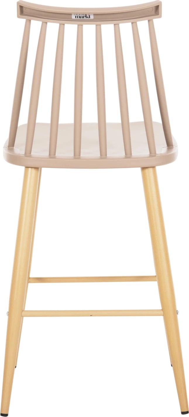 Karrige për bar mesatare VANESSA FH9300.25 ngjyrë kapuçino PP & këmbë metalike ngjyrë druri 45,5x46x97Hcm., set prej 2 copë