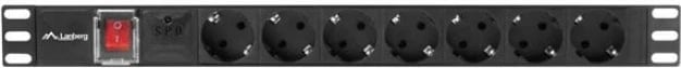 Listë elektrike rack Lanberg PDU-07F-0200-IEC-BK, 1U, 7x Schuko, 2m, C14, e zezë