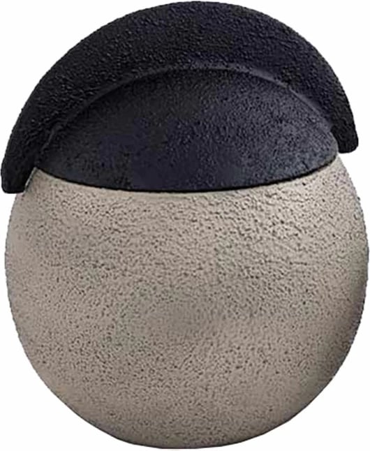 Vazo dekorative me kapak, teksturë balte dhe e zezë, alumin, 20x20x24cm