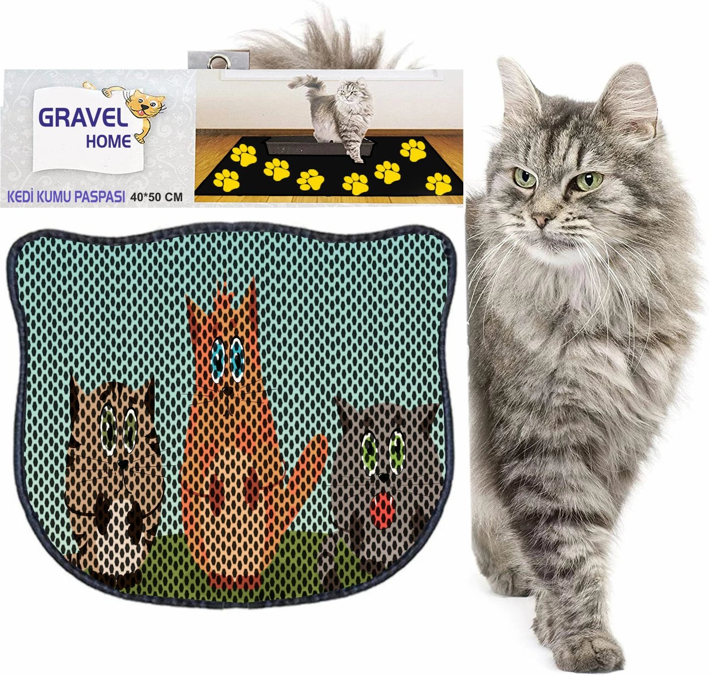 Tapet për rërë mace, shumëngjyrësh, Kdkafa0211