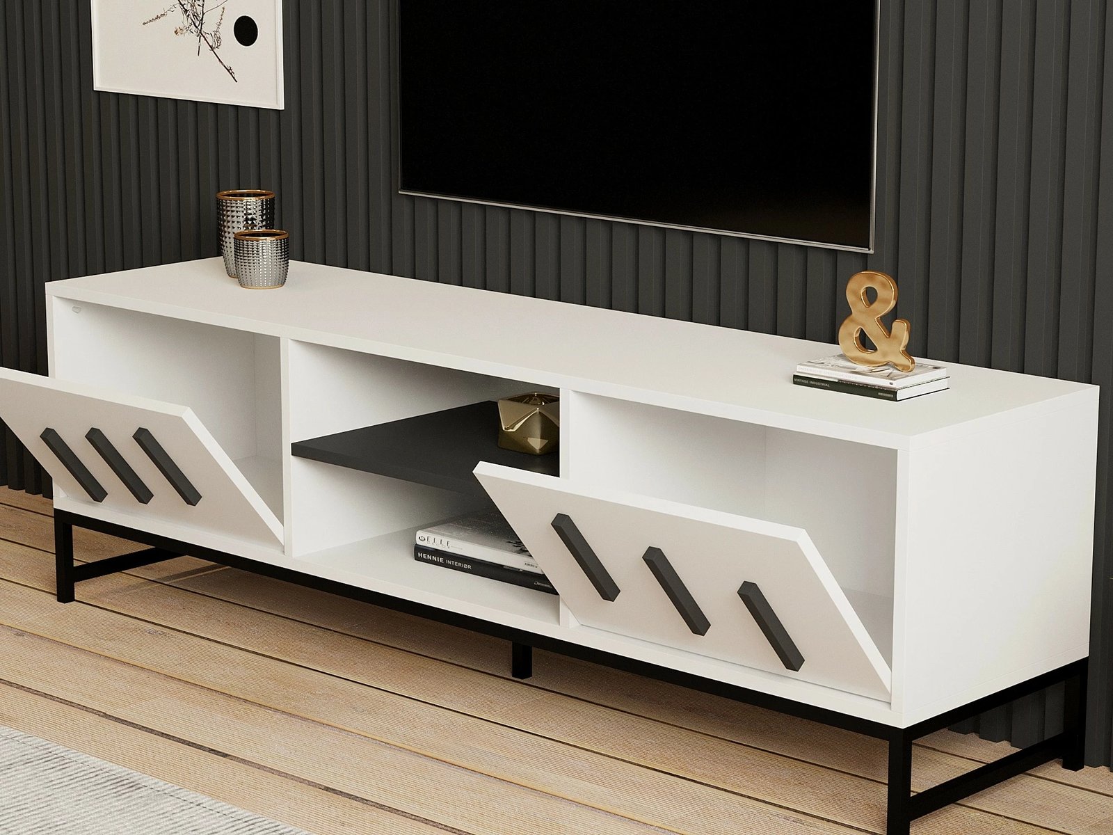 Komodë për TV Hanah Home, formë e bardhë