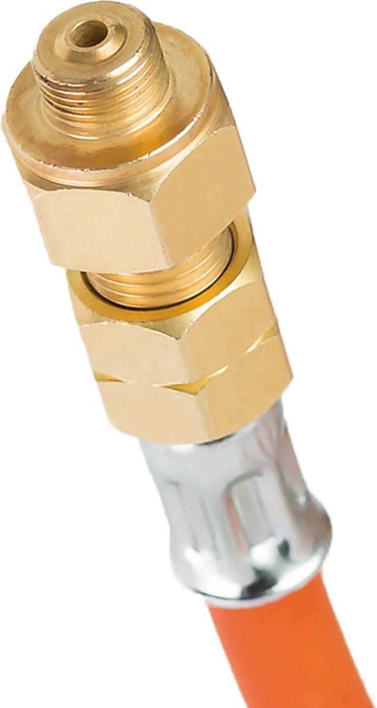 Reduktues për bombol gazi turistik Meva U4754-B me zorrë 1.5m, portokalli