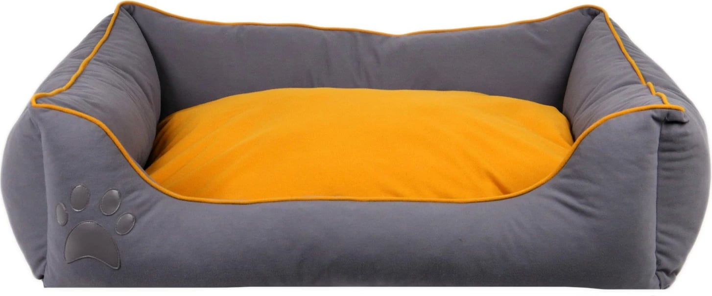 Shtrat për qen e mace Lucy, Paws & Whiskers, i vogël, gri/mustard