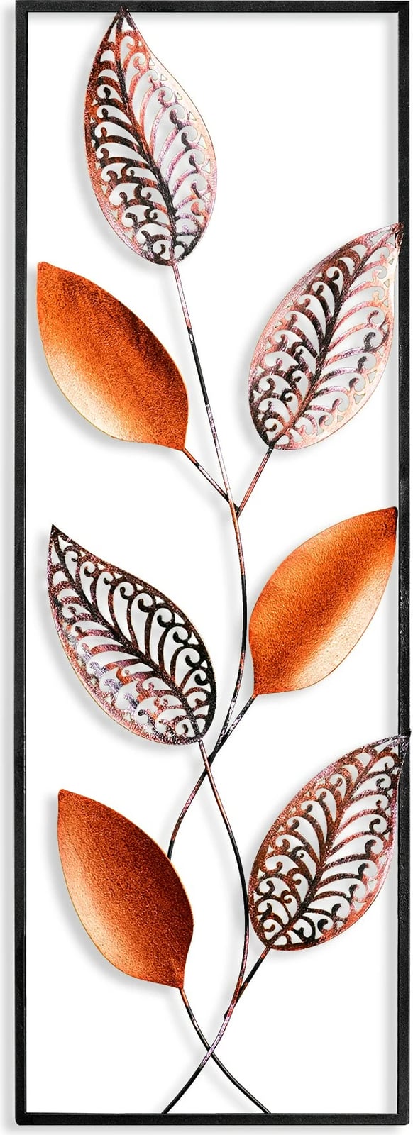 Aksesor dekorativ metalik për mur, Wallity, Leaf 3, shumëngjyrësh, 32x90cm