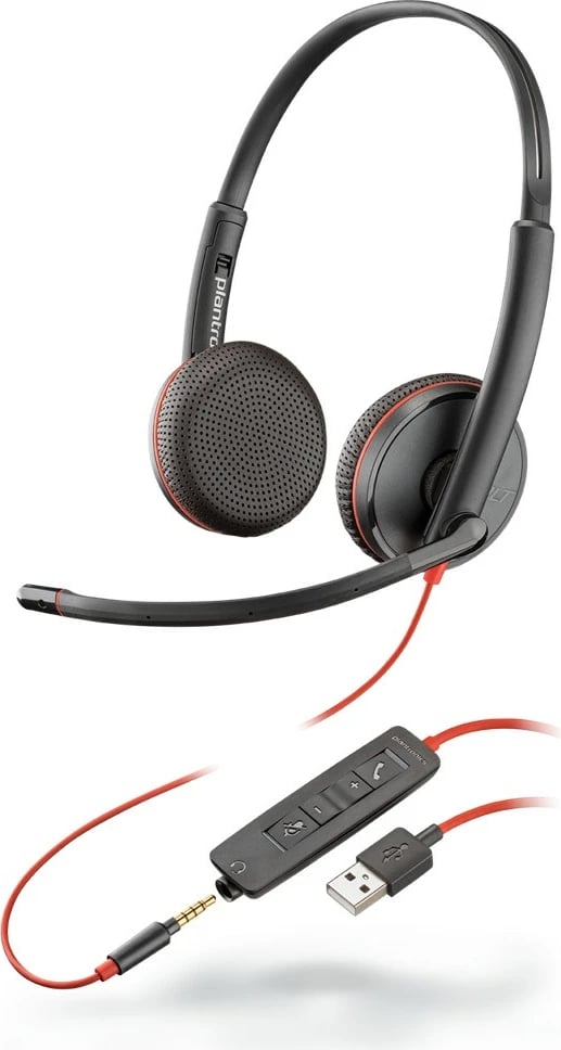 Kufje Poly Plantronics Blackwire C3225 – USB-A, Stereo, të Zeza