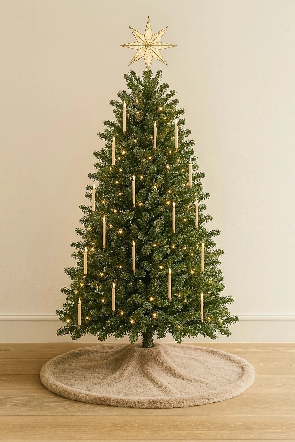 Qilim për pemë të Vitit të Ri, krem, Evila Originals, 150x150 cm, 8 shirita