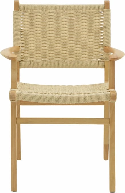 Karrige me krahë Olivier, dru fagu natyral, litar natyral, 62x60x85cm, set prej 2 copë