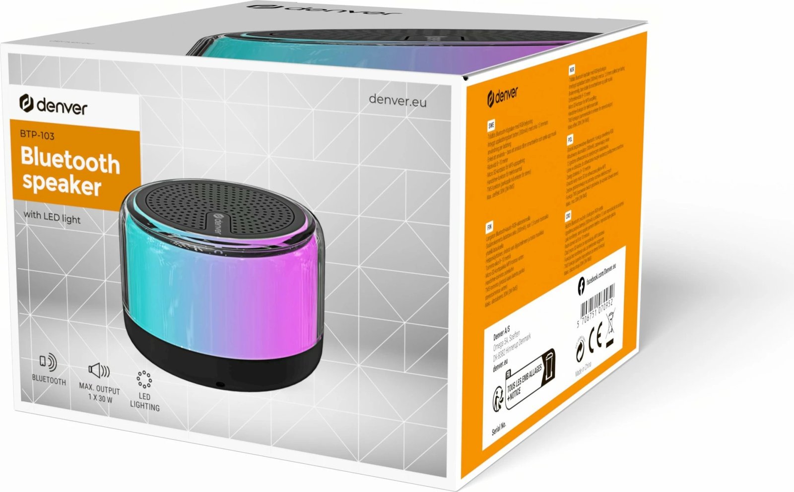 Altoparlant Bluetooth Denver BTP-103, kaltër