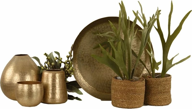 Vazo OSCAR, alumin, ngjyrë shampanje, 18x18x18cm