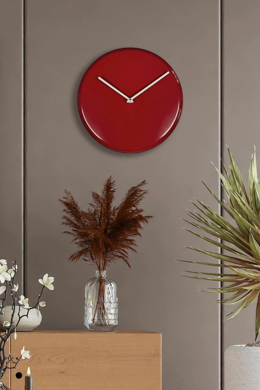 Orë muri dekorative metalike Wallity, ngjyrë qershie, 30cm