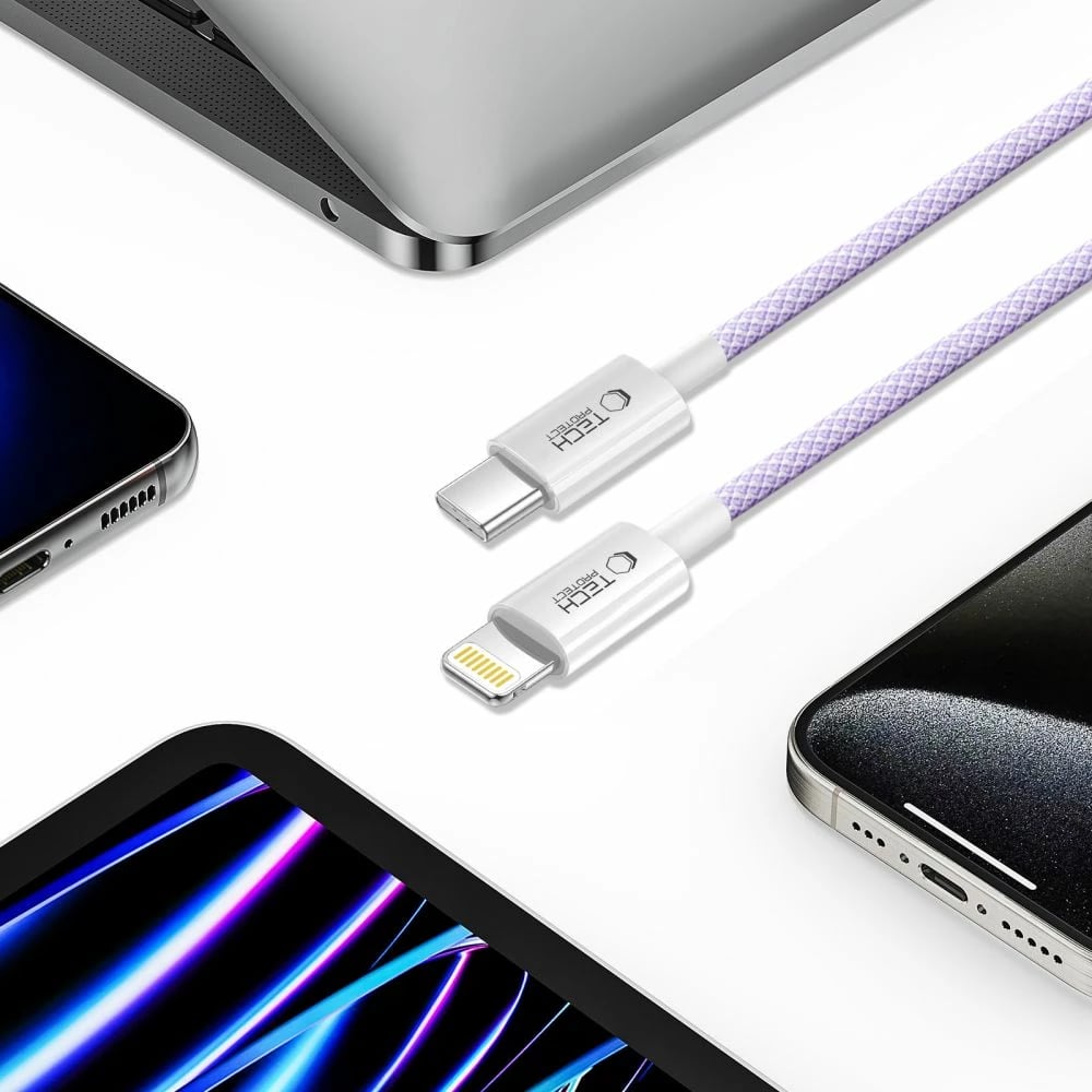 Kabllo karikimi Tech-Protect Ultraboost Lite, USB-C në Lightning, 2m, Violet