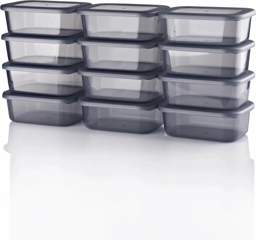 Set kuti plastike për organizim (12 copë), Hermia Concept, anthracite, 250ml