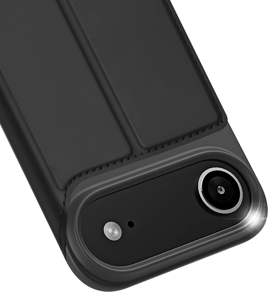 Mbështjellës Dux Ducis Skin Pro për iPhone 17 Air, me flip dhe xhep për kartela, i zi