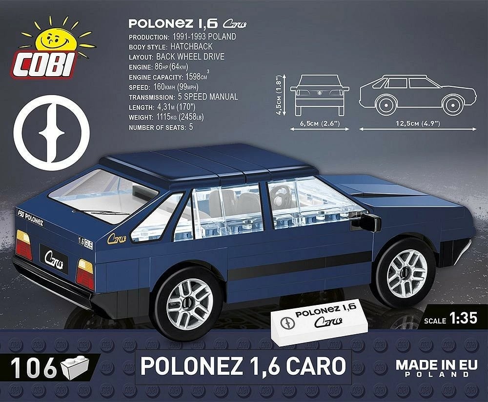 set ndërtimi me blloqe Cobi Polonez 1.6 Caro 24589 1:35 106 copë për moshat 6+ blu e errët set i vogël