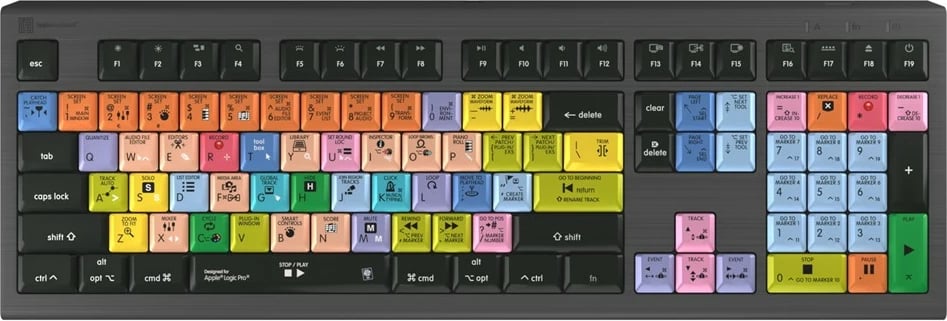 Tastierë LogicKeyboard Astra 2 UK për Mac, Logic Pro X2, shumëngjyrëshe