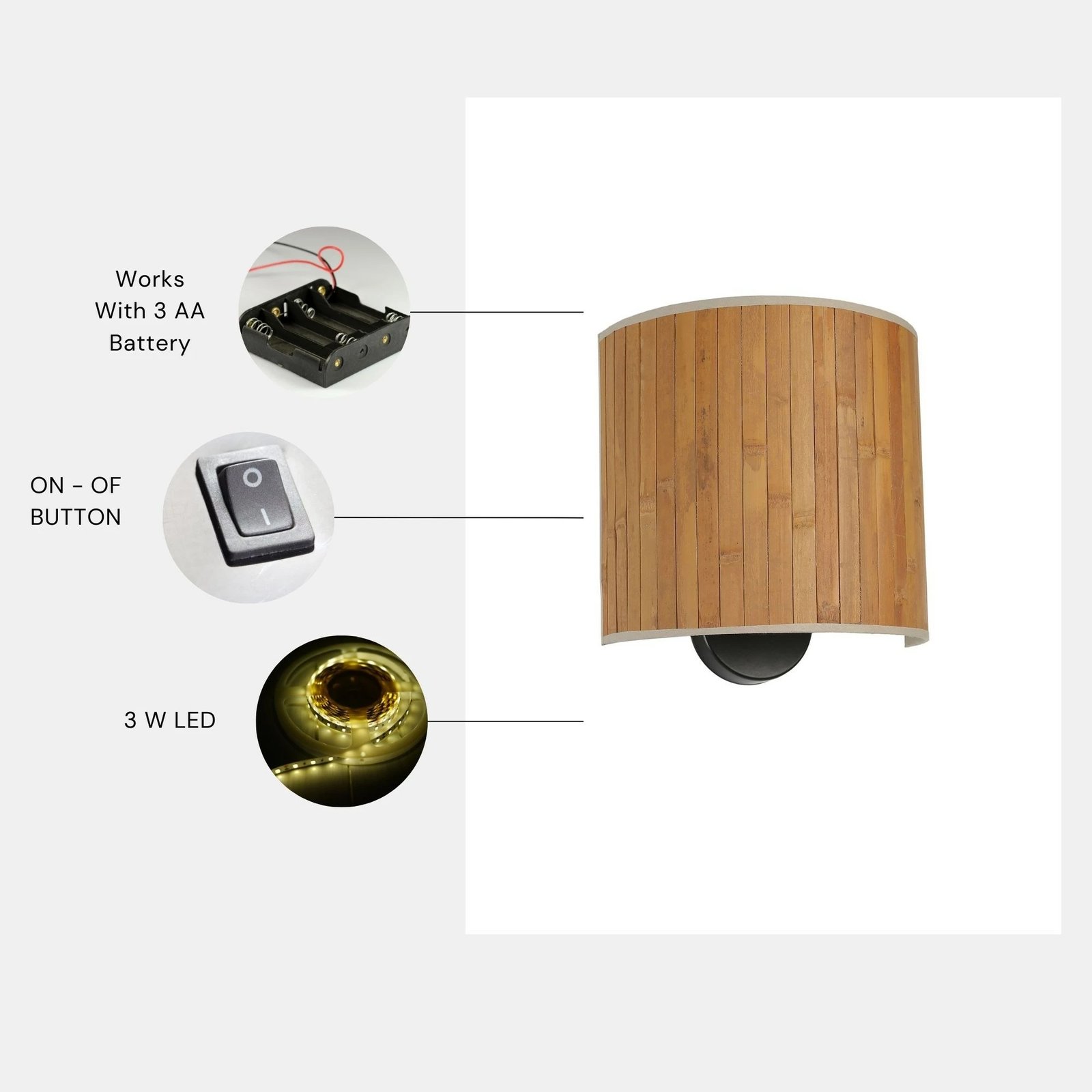 Llambë muri Opviq, bambu, 8849-6P