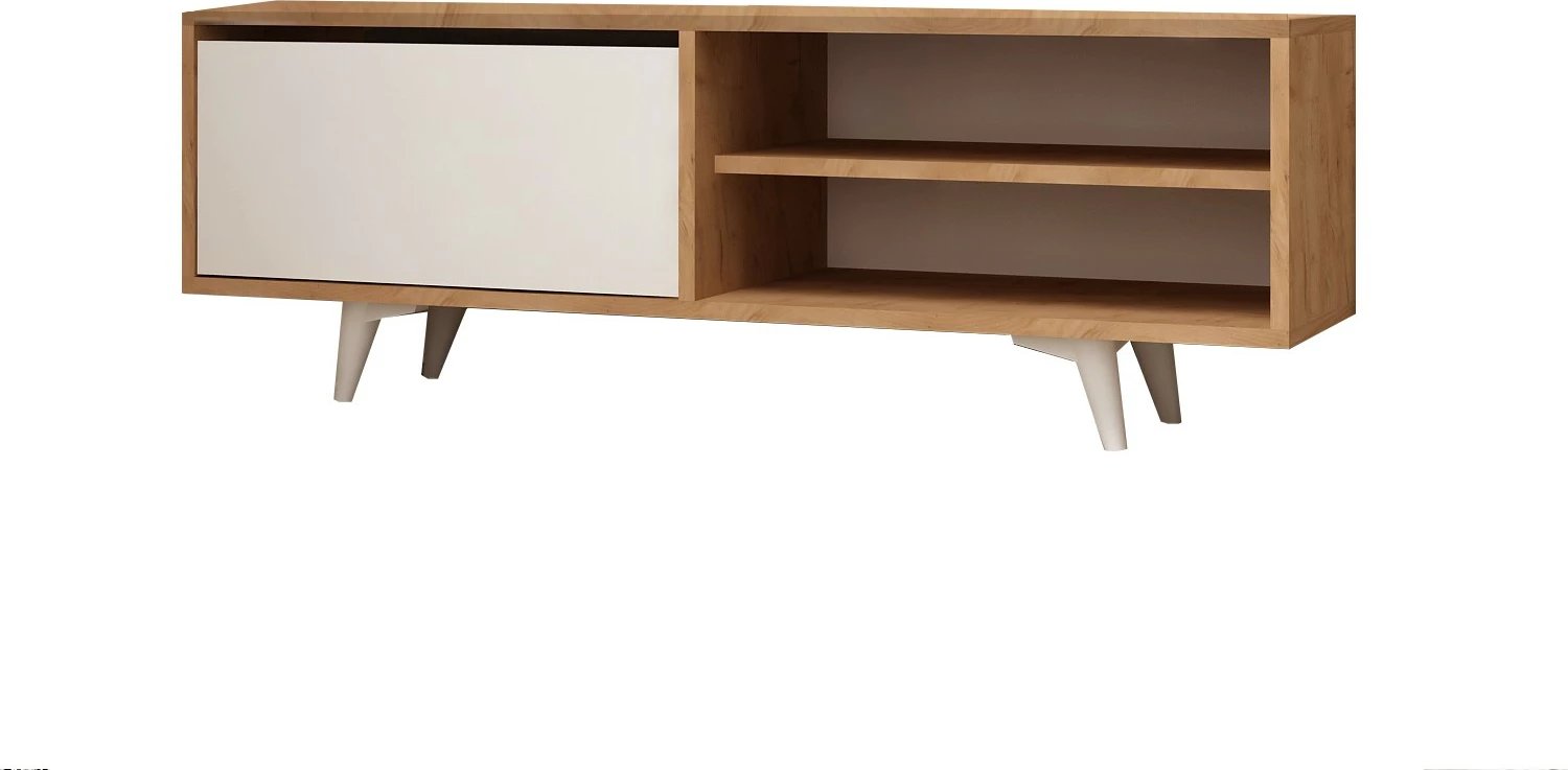 Komodë TV Hanah Home, Maku, ngjyrë lis dhe e bardhë