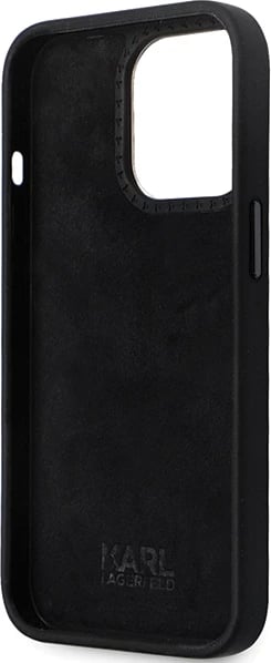 Mbështjellës Karl Lagerfeld KLHCP13LSMHCNPK për iPhone 13 Pro / 13, Silikon, Choupette, i zi