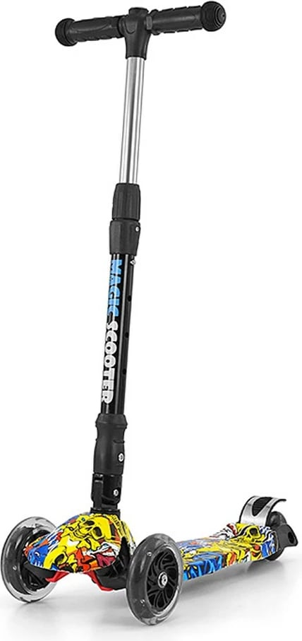 Trotinetë, Milly Mally, Magic Scooter Graffiti, 3 rrota, timon i rregullueshëm, deri 50 kg, Multicolor