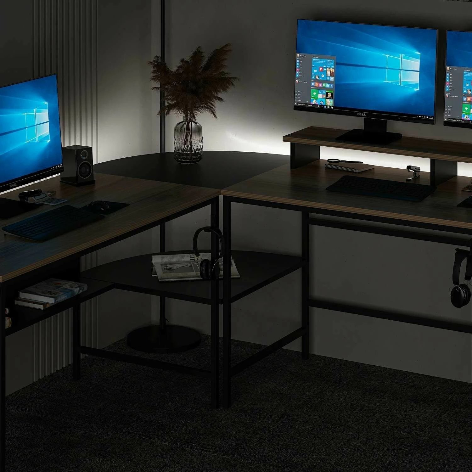 Tavolinë pune për studim, Skye Decor Greta RGB, dore, e zezë