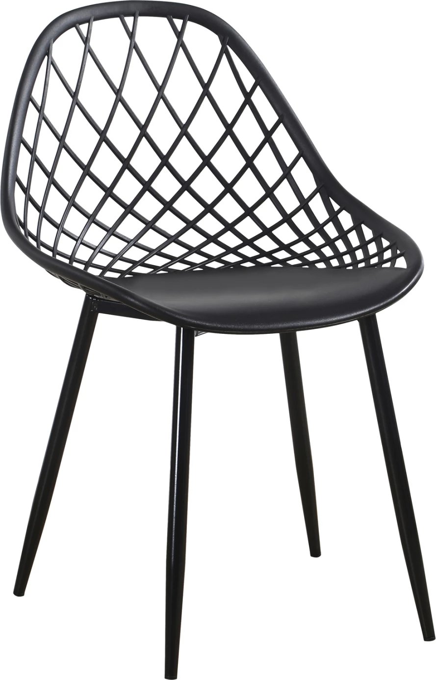 Karrige polipropileni, FH9524.02, ngjyrë e zezë, me këmbë metalike mat, 52x53x82H cm, set prej 4 copash