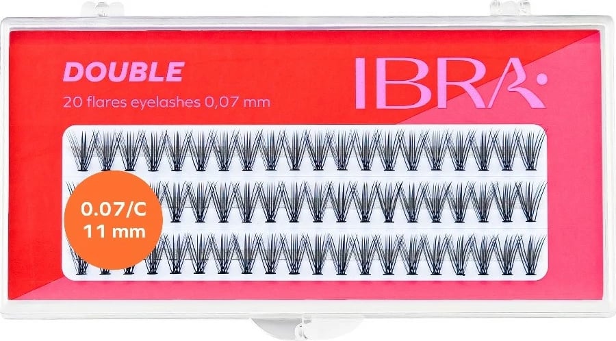 Kllastra qerpikësh të rremë Double Ibra 0.07 C-11mm për femra, të zeza, 60 copë