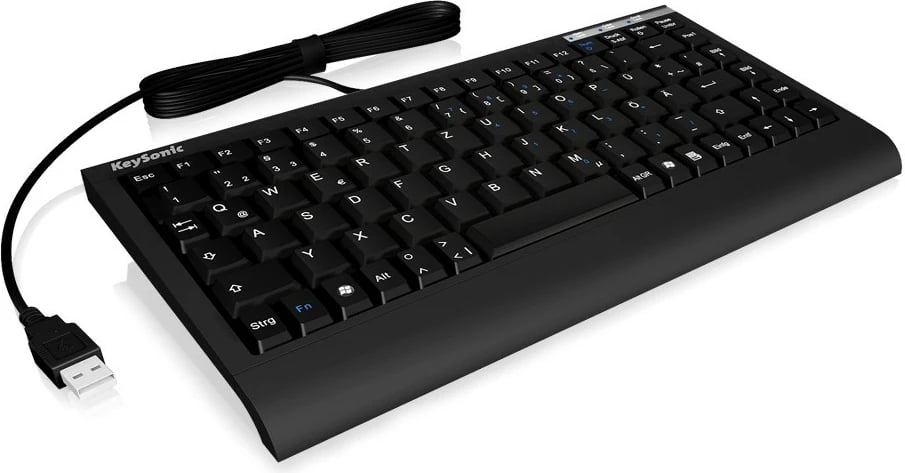 Tastierë mini KeySonic ACK-595C+, USB, QWERTZ, e zezë