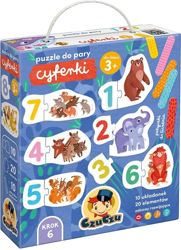 Puzzle për fëmijë CzuCzu Pair Puzzle Numbers, 20 pjesë, karton, shumëngjyrëshe