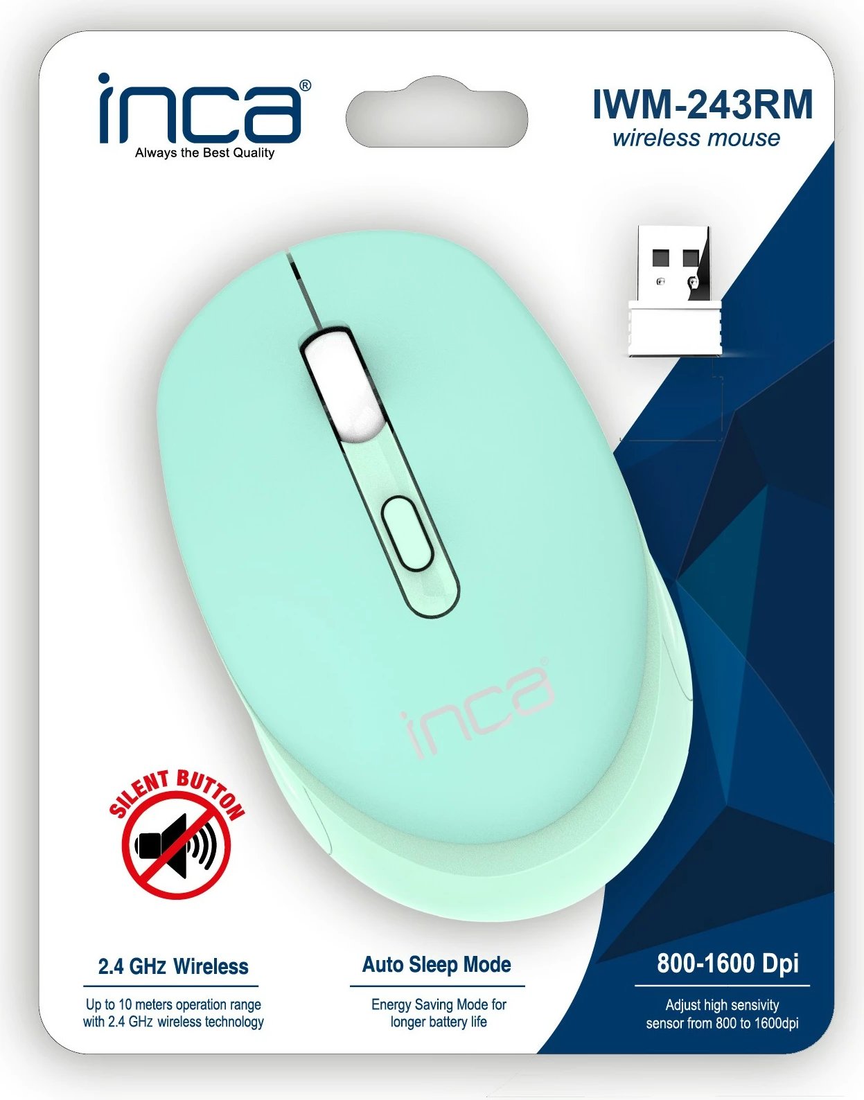 Maus wireless INCA IWM-243RM, 1600 DPI, Candy Design, blau