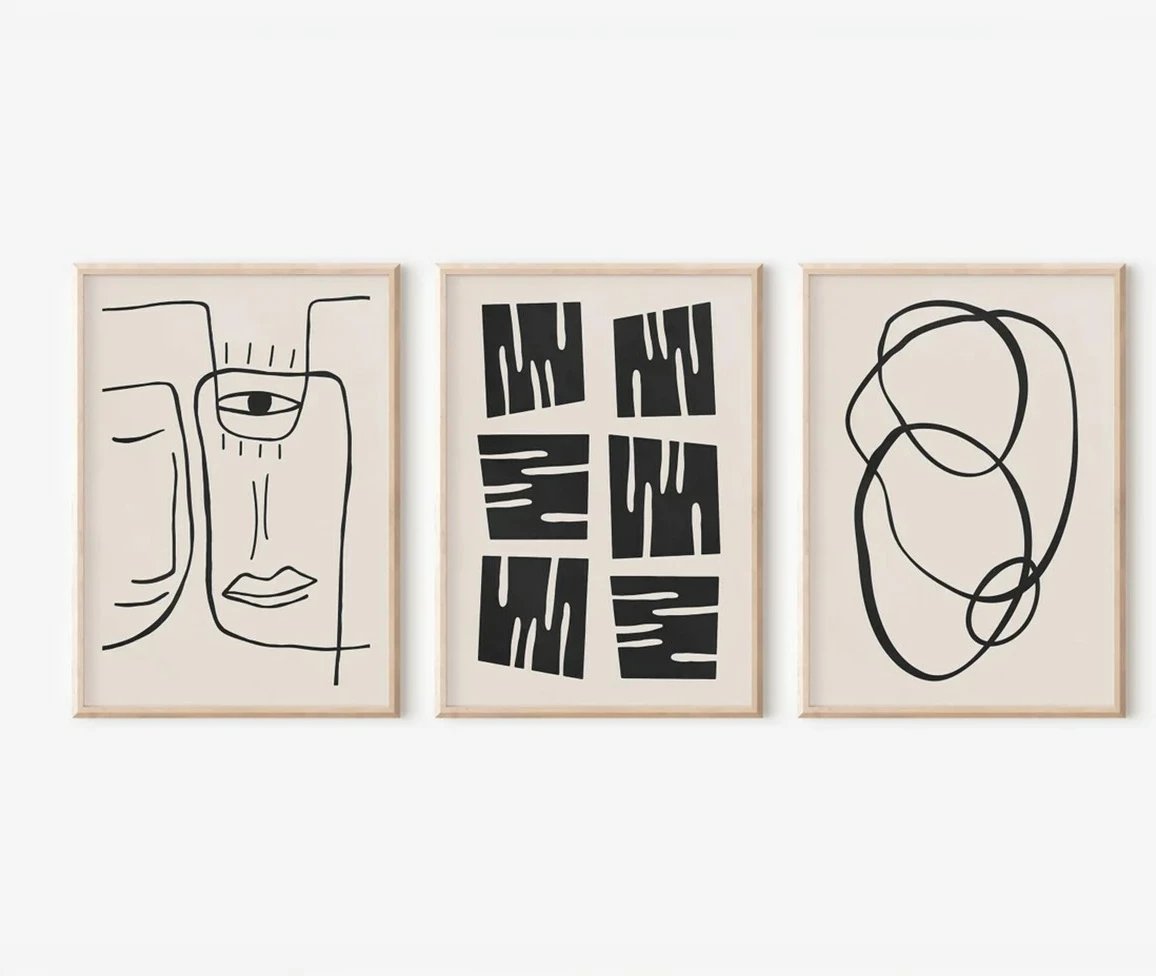 Pikturë dekorative me kornizë (3 copë), Wallity, 3Dartsohoset70