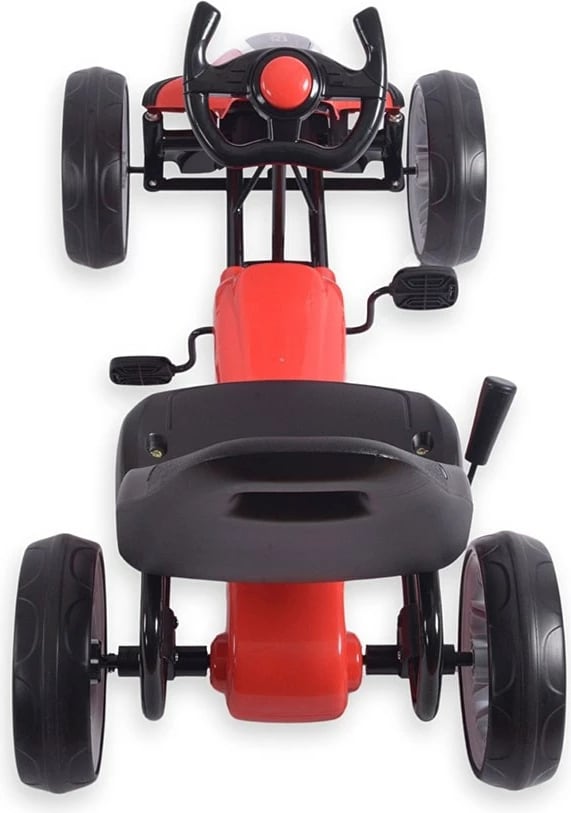 Go-kart me pedale, Milly Mally Power, rrota EVA, frenë dore, ulëse e rregullueshme, 3+, e kuqe