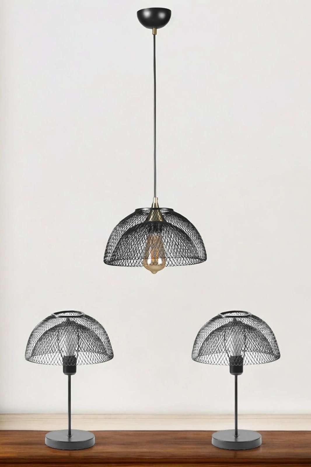 Set llambë tavani dhe llamba tavoline, ngjyrë e zezë, Opviq, 8871-5