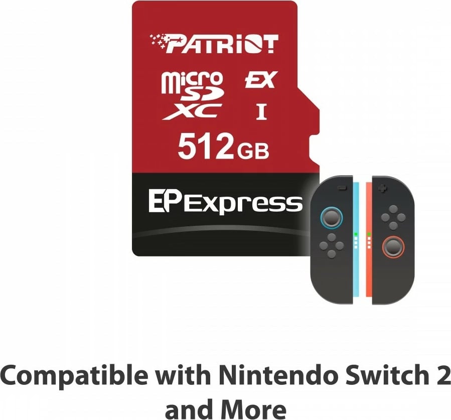 Kartë memorie microSDXC Patriot EP Express 512GB, 800/600MB/s, e kuqe