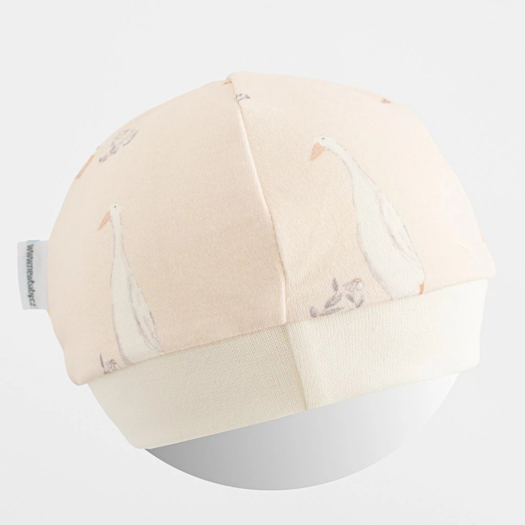 Kapelë bebe, NEW BABY, Geese, 100% pambuk, OEKO-TEX, madhësi 56/62, bezhë