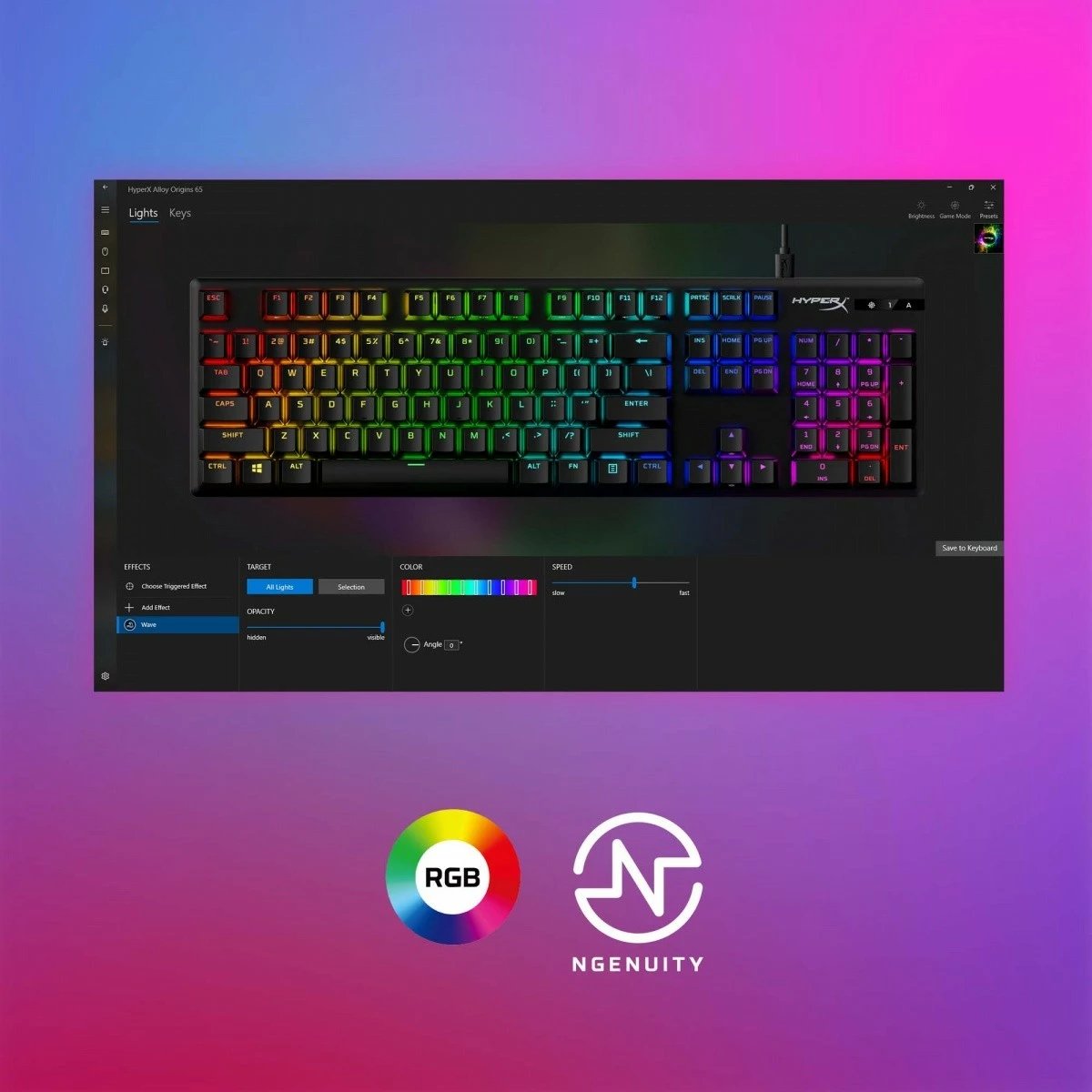 Tastierë mekanike gaming HyperX Alloy Origins PBT HX Red 639N3AA#ABA me ndriçim RGB, QWERTY English (US), USB, kabllo e shkëputshme, e zezë