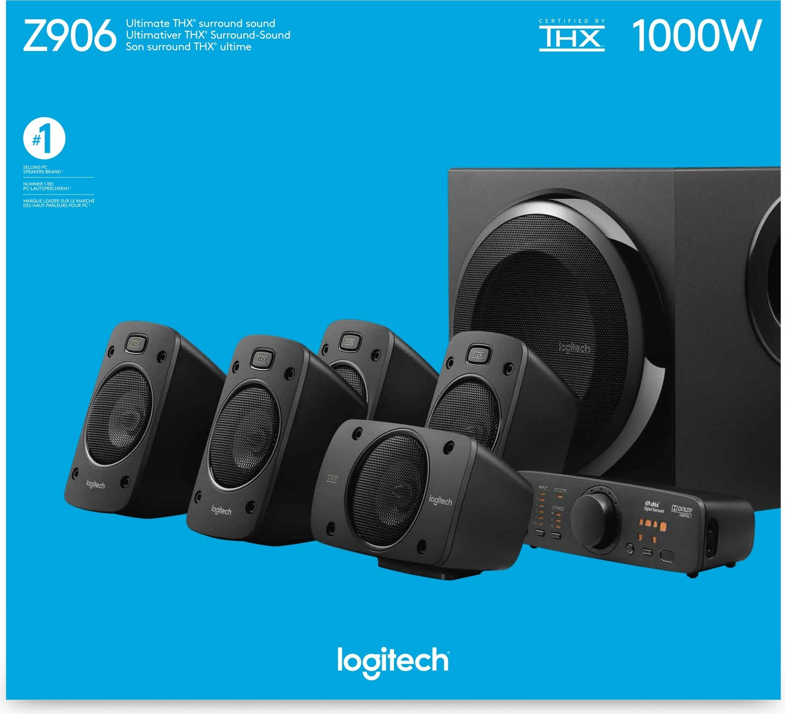 Bokse surround sound Logitech Z906, 5.1 kanale, 500 W, 1000 W, IR, të zeza Bokse surround sound Logitech Z906, 5.1 kanale, 500 W, 1000 W, IR, të zeza
